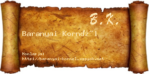 Baranyai Kornél névjegykártya